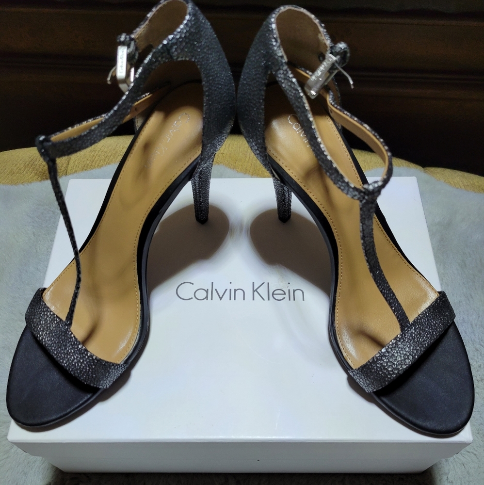Charcoal Gray Calvin Klein Strappy Heel Sandals-NWOT